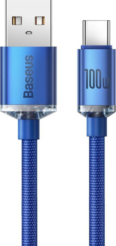 Kabllo USB në USB C Baseus Crystal Shine CAJY000403, 100W, 1.2m, blu