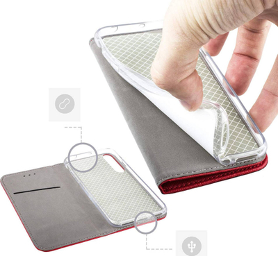 Kllëf libër për telefon Kabura Smart Case, Samsung Galaxy A25 5G, me magnet, i kuq