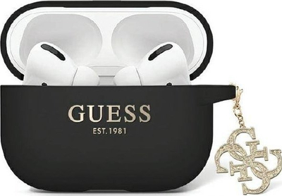 Mbulesë Guess Liquid Silicone Glitter Triangle Charm GUAP2LECG4K për AirPods Pro 2, silikon i lëngshëm, me shkëlqim, e zezë
