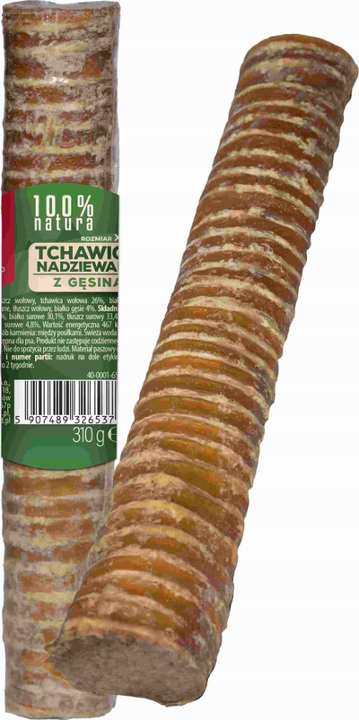 Shujtë për qen MACED 100% Natura, trake viçi e mbushur me mish pate, 150 g