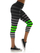 Leggings capri për goca, model Erika Stripe, me bel të lartë për sport, me vija gri e të zeza me detaje jeshile neon
