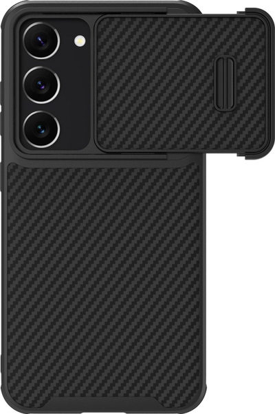 Kapak telefoni Nillkin Synthetic Fiber S Case për Samsung Galaxy S23, me mbrojtje kamere, i zi