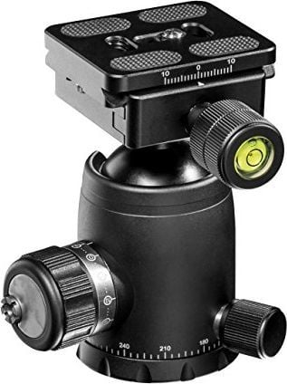 Kokë tripodi Mantona Fortress 34 Ball Head, mban deri 10 kg, alumini, e zezë