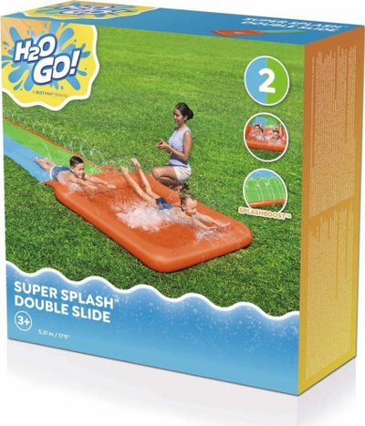 Rrëshqitëse uji dopjo për kalamoj 1life BESTWAY Double Water Slide Super Splash, 531cm, pishinë 129L, me sprucues