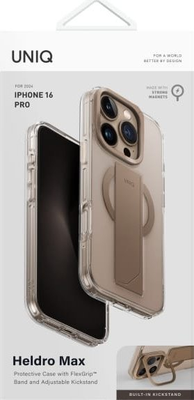 Kapak telefoni Uniq Heldro Max për iPhone 16 Pro 6.3", Magclick, gold taupe