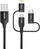 Kabllo USB Choetech IP0030, USB A në USB C microUSB Lightning, 1.2m, e zezë