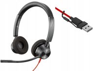 Kufje me kabllo Poly Blackwire 3320, stereo, USB C me adapter USB A, të zeza