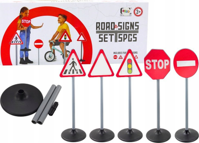 Set edukativ tabela trafiku paralajmëruese, 5 copë, 70 cm, shumëngjyrëshe