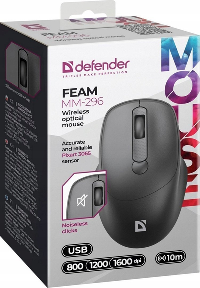 Mouse Defender 52296 me kabllo, optik, i zi