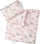 Set shtrati për kukulla Skrållan Bed Linen Set, madhësia Large, dizajn me re shumëngjyrëshe, rozë