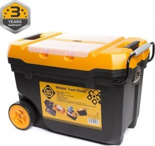 Kuti veglash me rrota Forte Tools Mobile Tool Chest, 59.5 x 42 x 38 cm, plastike e fortë, portokalli me të zezë