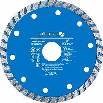 Disk prerës Hogert Technik HT6D755, 230mm, 2.8mm, për mulli me kënd