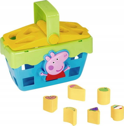 Loje shportë Peppa Pig Shape Sorter Basket, me tinguj muzikorë, 6 copa forme, shumëngjyrëshe