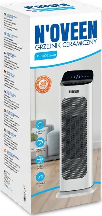 Ngrohës ventilator Noveen PTC2000 Smart, 2000W, termostat, gri