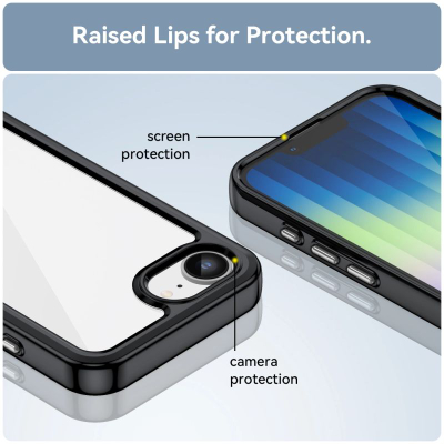 Футрола за телефон Hurtel Outer Space за iPhone 16e, флексибилен TPU, проѕирен заден дел, црна