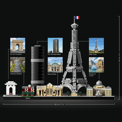 Set LEGO Architecture 21044 Paris, model për zbukurim, skyline i qytetit, shumëngjyrësh