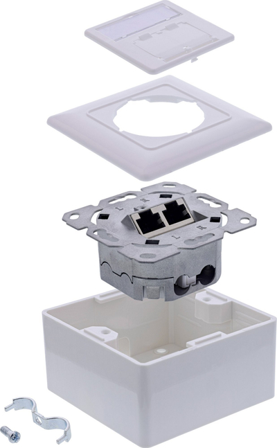 Prizë rrjeti InLine Cat.6A, 2x RJ45, e bardhë