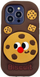 Futrollë telefoni 3D Biscuit me stand, për iPhone 16, silikon, bezhë