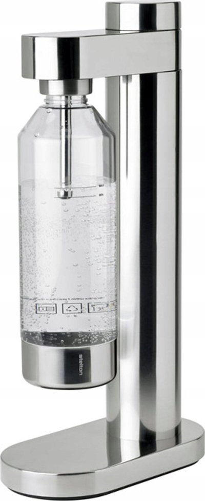 Aparat për gazifikim uji Stelton Brus, çelik inox, dizajn minimalist, argjendtë