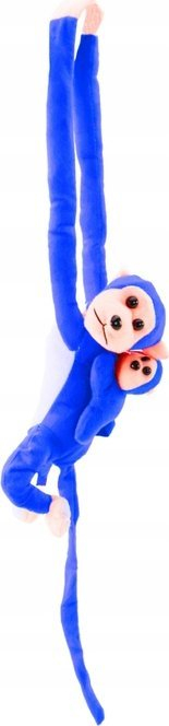 Lodër pelushi Lean Toys Monkey me bebe, 90 cm, blu