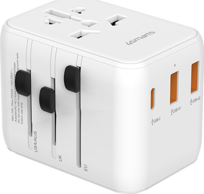 Adapter udhëtimi 4smarts World Travel Adapter Nomad, 20W, USB-A USB-C, i bardhë