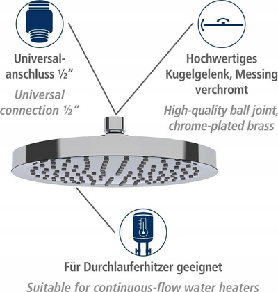 Kokë dushi Wenko Rain Shower, 20 cm, krom
