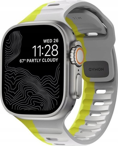 Byzylyk sportiv Nomad Sport Band Strike, për Apple Watch 46mm 49mm, High Volta, gri me e verdhë