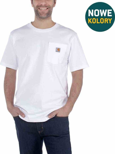 Bluzë Carhartt Workwear K87 Pocket, pambuk, madhësia S, e bardhë
