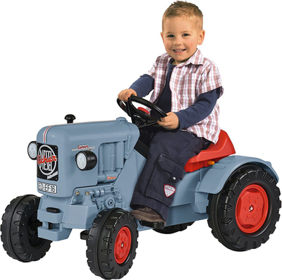 Traktor me pedale për kalamaj BIG Eicher Diesel ED 16, sedilje që rregullohet, deri 50 kg, gri
