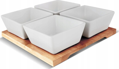 Set enësh Lamart Bamboo LT9018, 4 copë, 19x19 cm, e bardhë