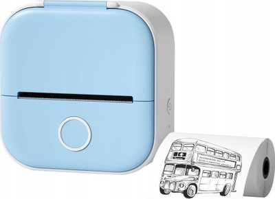 Printer termik me Bluetooth Phomemo T02, i vogël për me vete, bateri 1000mAh, blu