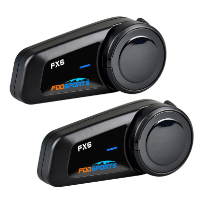 Interkom motoçiklete Fodsports FX6, paketim i dyfishtë, Bluetooth, i zi