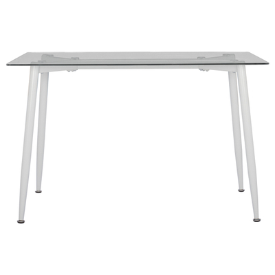 Tavolinë ngrënieje xhami + këmbë metal 120×70×75 cm (HM8498.03), bardhë