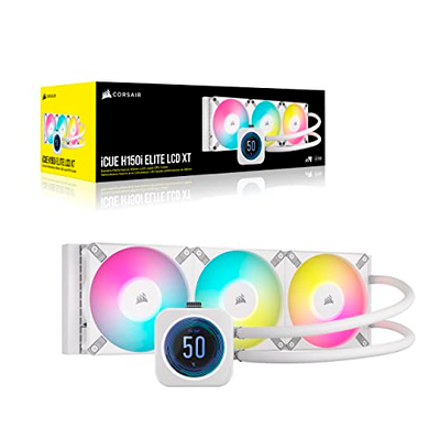 Ftohës uji për CPU Corsair iCUE H150i Elite LCD XT, 360mm, ARGB, i bardhë