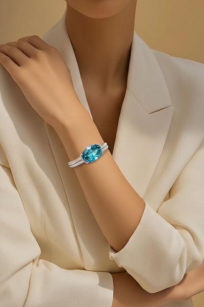 Dorzore Silver me Gurë Blu – Elegancë që Reflekton Dritën
