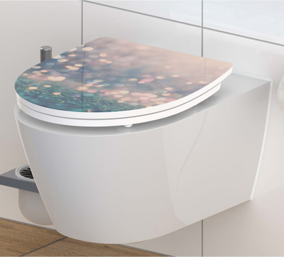 Ule tualeti SCHÄTTE Duroplast High Gloss, soft close, me motiv dekorativ, shumëngjyrëshe