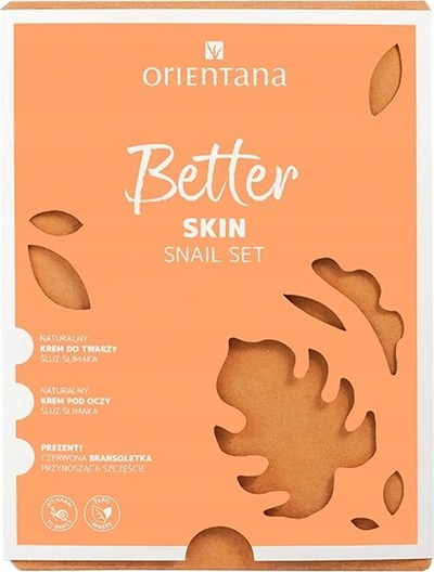 Set dhurate kozmetike Orientana Better Skin Snail, krem fytyre edhe sysh, me mukus kërmilli, me byzylyk të kuq