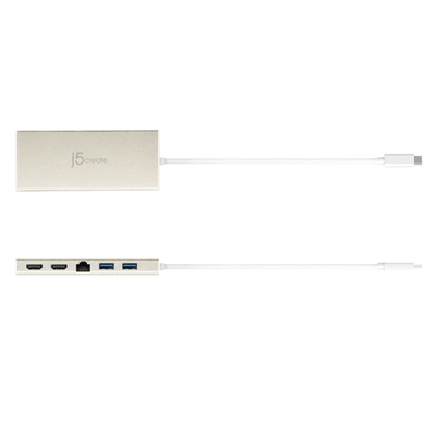 Мини докинг станица USB C J5create JCD381, двоен HDMI 4K, USB 3.0 Гигабит Етернет, сива