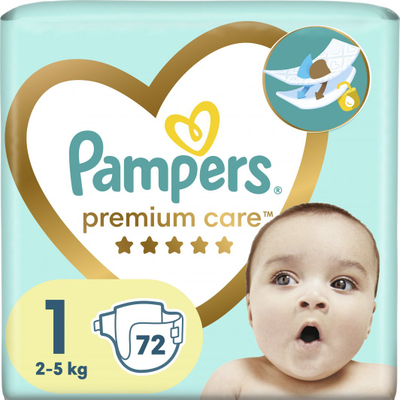 Pampers Premium Care 1, 2-5 kg, 72 copë