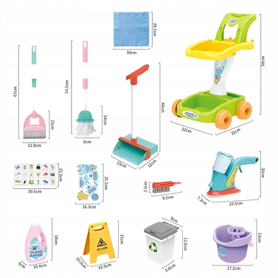 Lodër set pastrimi Bounn Cleaning Playset, karrocë me aksesorë, 24 pjesë, shumëngjyrësh