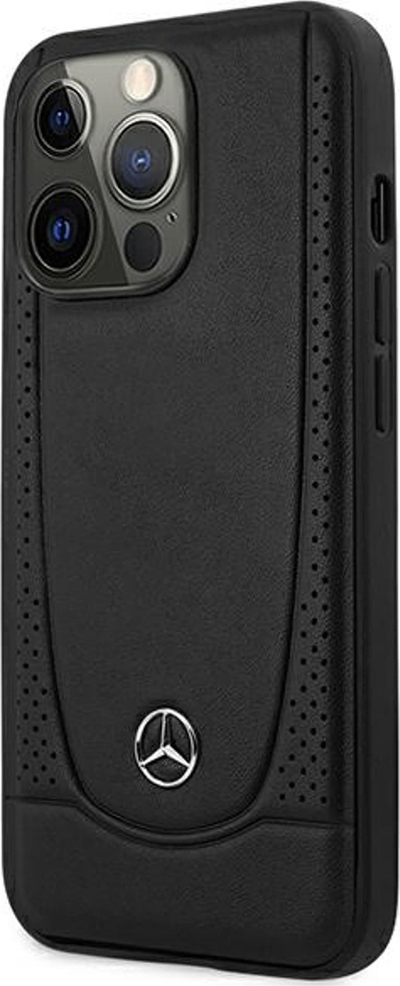 Futollë Mercedes Urban Line MEHCP15XARMBK për iPhone 15 Pro Max 6.7", lëkurë, e zezë
