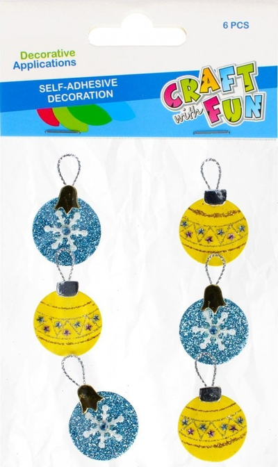 Ngjitëse dekorative Craft with Fun Christmas Baubles 480412, motiv topa festash, shumëngjyrëshe