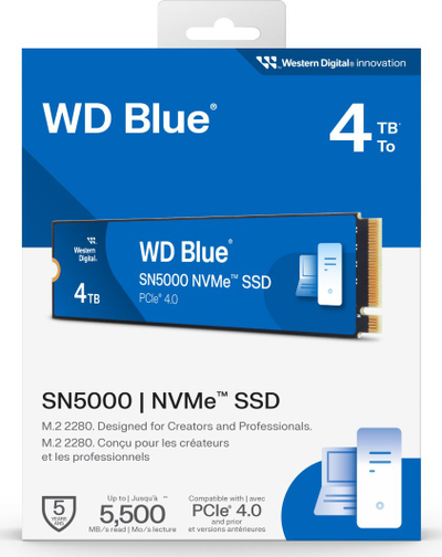 SSD WD Blue SN5000 (WDS400T4B0E), 4TB M.2 2280, PCI-E x4, Gen4 NVMe