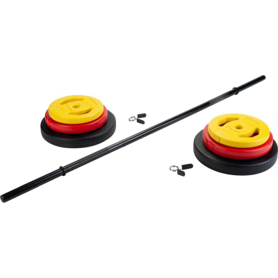 Set shtangë Pure2Improve Fitness Barbell P2I, 20 kg, me disqe çimentoje, shumëngjyrësh