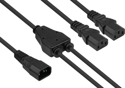 Kabllo energjie Kabelmeister IEC C14 në 2x C13, 2 m, 10 A, e zezë