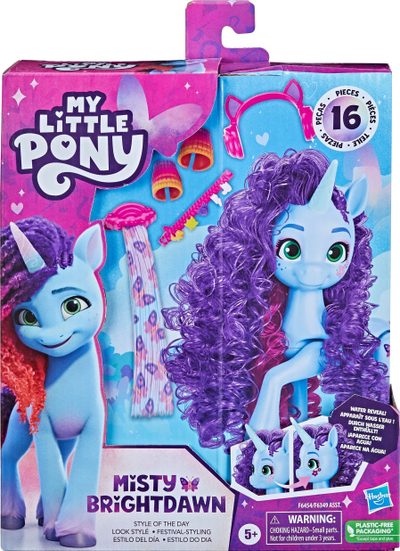 Kukull poni My Little Pony Misty Brightdawn, 14 cm, set për rregullim flokësh, me shumë ngjyra