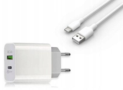 Karikues murit LTC LXPD11, 20W PD QC 3.0, kabllo USB C 1m, i bardhë