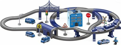 Set tren elektrik Woopie 30685 Police, 92 pjesë, me drita dhe zëra, blu