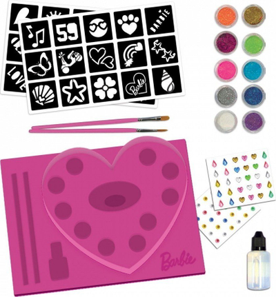 Set kreativ Lisciani Barbie Glitter Tattoos, tatu punish me shkëlqim, 5+