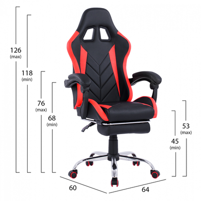 Karrige gaming HM1156.01, mbështetëse e shpinës e anueshme, mbështetëse këmbësh, zi e kuqe
